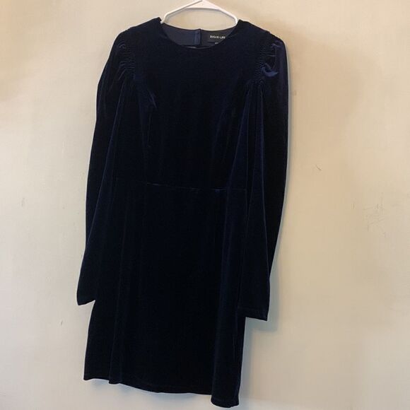 SUGAR + LIPS DRESS turn around blue velvet mini  Size M NWT - Picture 2 of 11